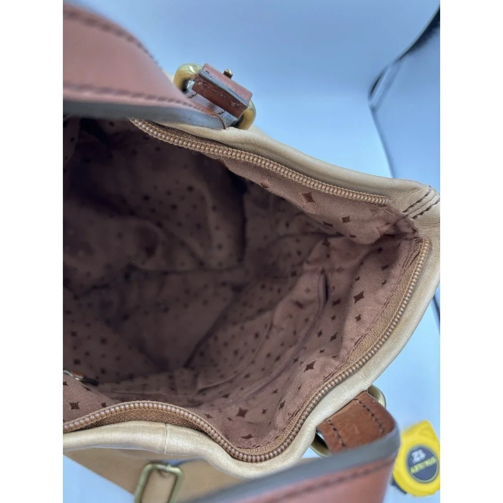 Fossil Explorer‎ Fold-Over Leather Crossbody Messenger Shoulder Bag Tote Tan